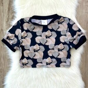 Of One Sea tropical leaf swim crop top size small